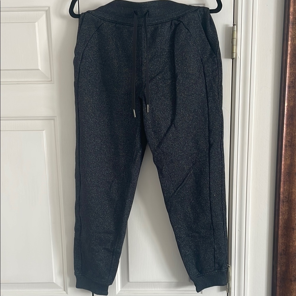 Lululemon Athletica Scuba Sparkly Black Joggers with Elastic Waistband